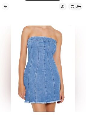 Forever 21 Light Blue Strapless Denim Mini Dress